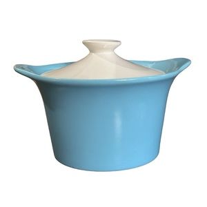 Mid Century Modern MCM Mint Color Blue Lidded‎ Casserole Pot One Quart